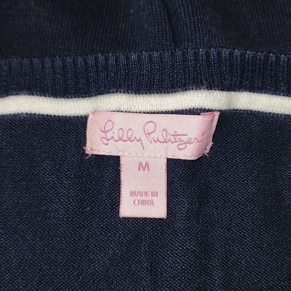 Lilly Pulitzer Womens Navy Blue Initial Sweater Medium - Picture 3 of 4